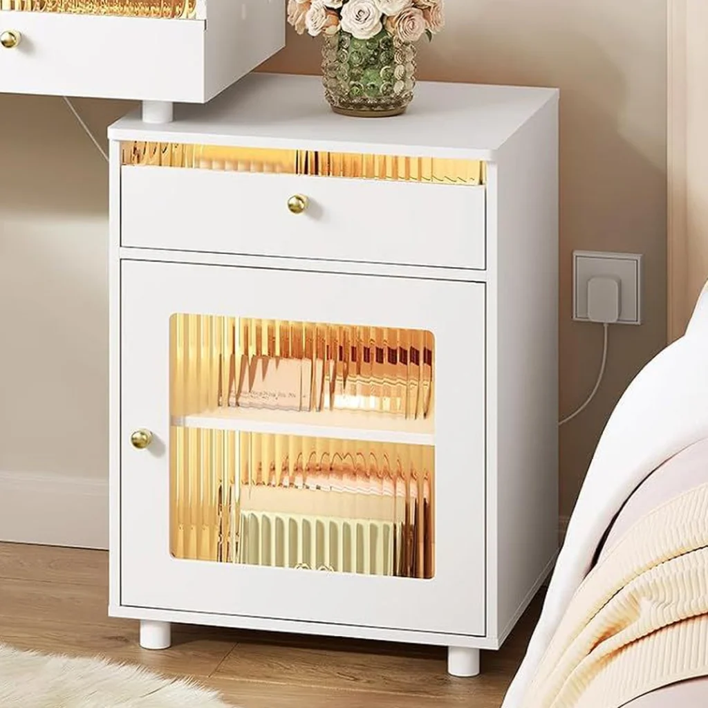 The cabinet and its lit door