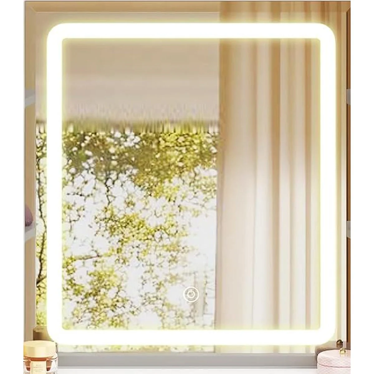 The 45 × 50 cm LED mirror switched on