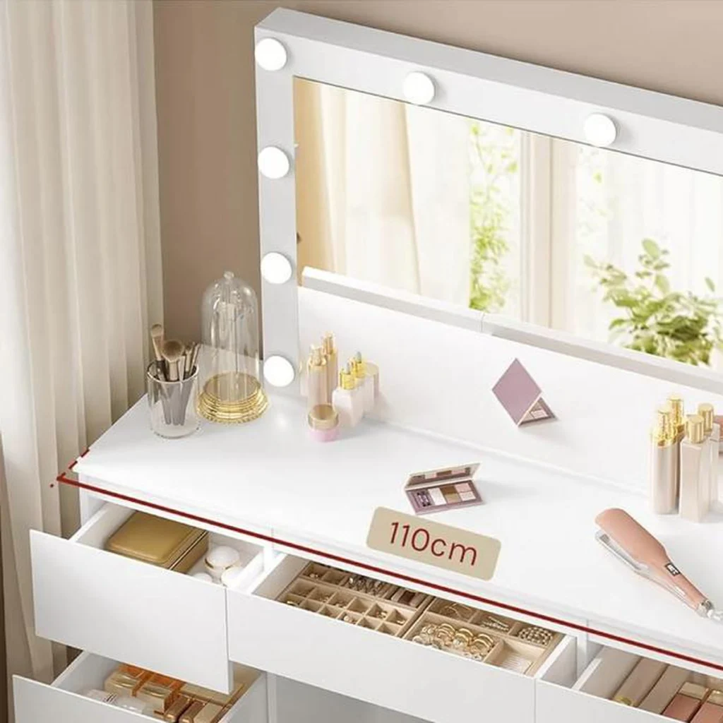 The 110 cm top and the drawers open