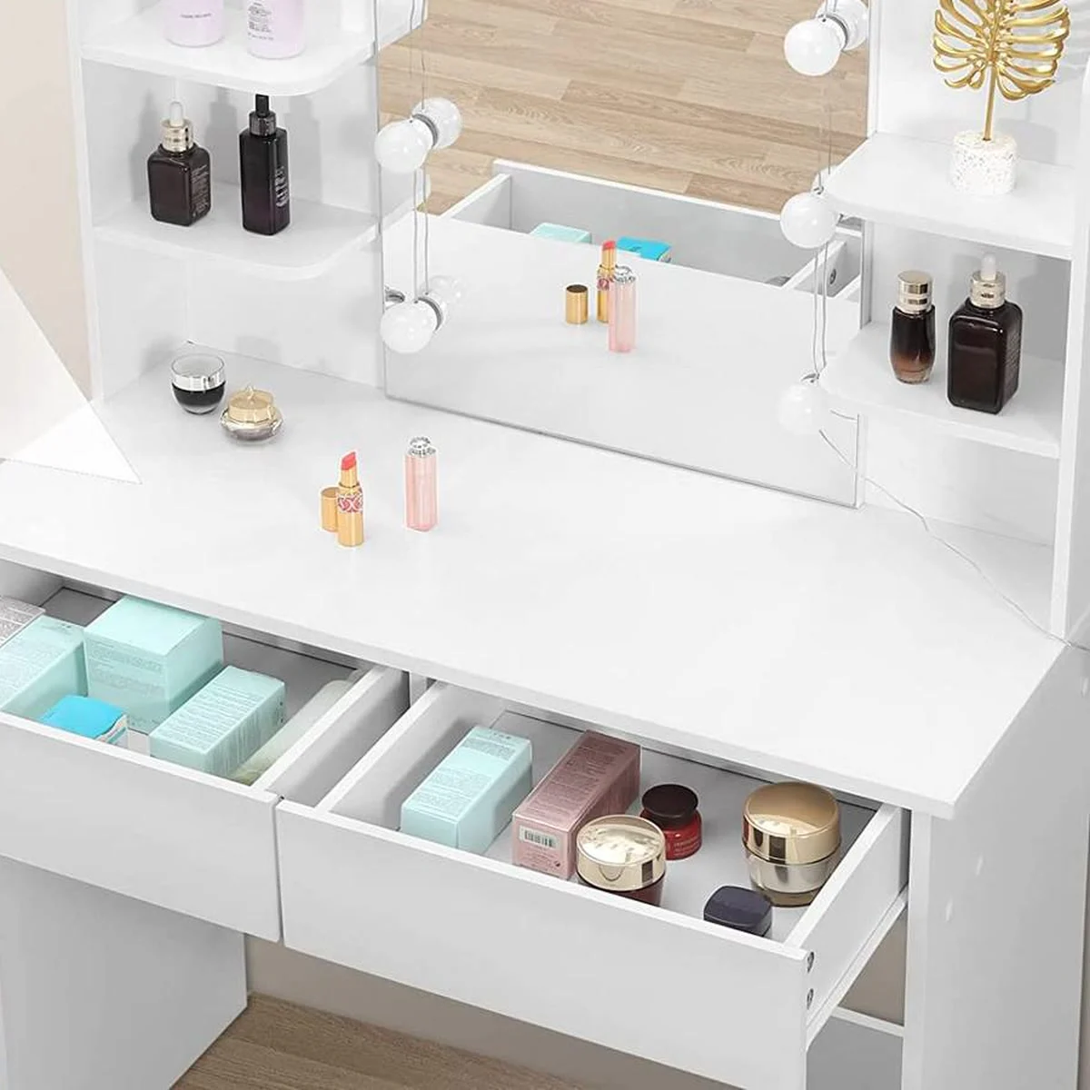 The 2 drawers open